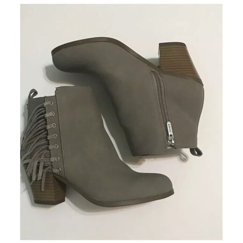 Circus by Sam Edelman Size 8 Lennon Fringe Gray Zip Up Bootie